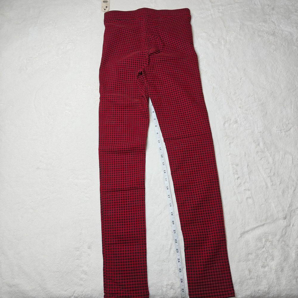 GARAGE Womens Pants Red Gingham Plaid Zip Front High Waist Leggings‎ Size Small - Picture 2 of 4